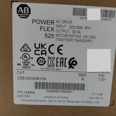Drive Allen Bradley   large AC motors 25B-D030N104