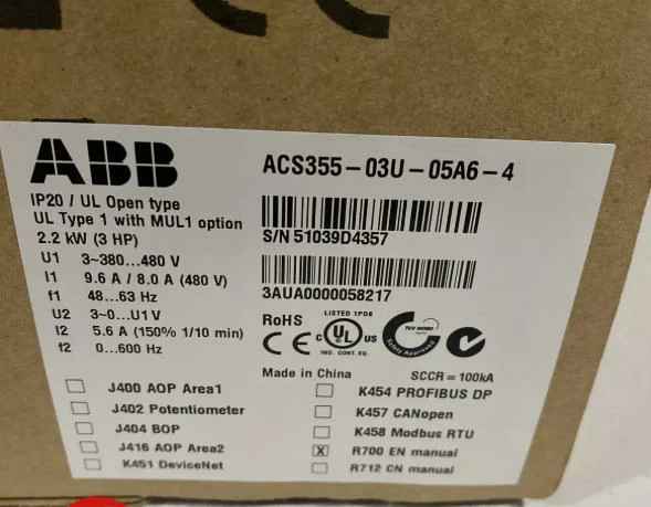 ABB LV AC Machinery Drive Module ACS355-03U-05A6-4 2 ACS355 03U 05A6 4