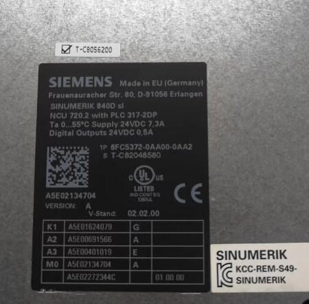 SIEMENS Control Unit 6FC5372-0AA00-0AA2