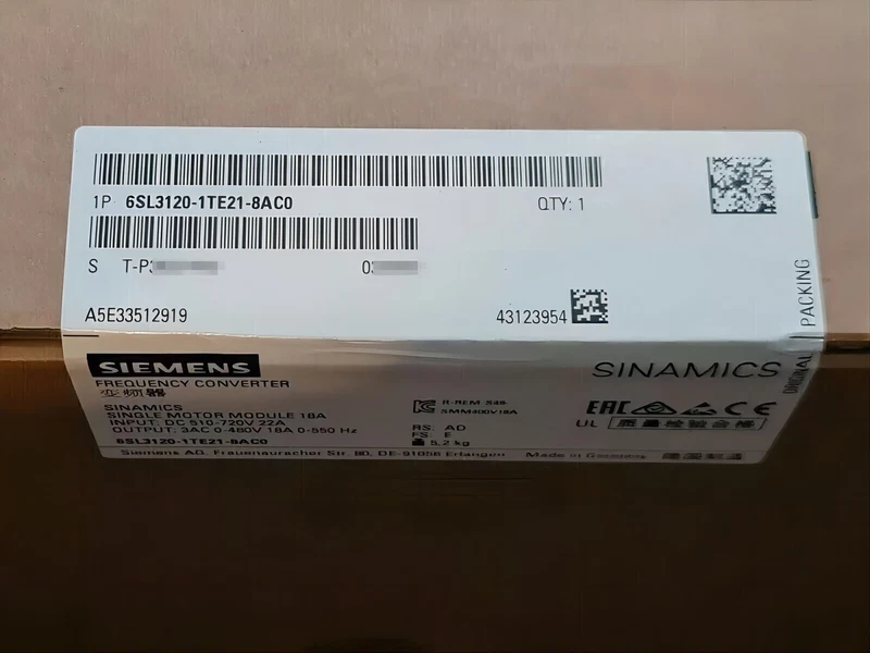 New Siemens 6SL3120-1TE21-8AC0 6SL3 120-1TE21-8AC0 S120 Single Motor Module 2 6SL3120 1TE21 8AC0 0