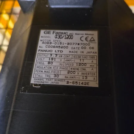Fanuc A06B-0151-B077 AC Servo Motor Amada Vipros Pega Apelio