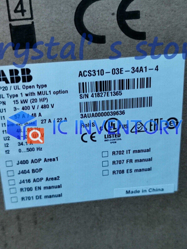 1PCS New In Box ABB Inverter ACS310-03E-34A1-4 ( ACS31003E34A14 )#RS8 2 ACS310 03E 34A1 4 0