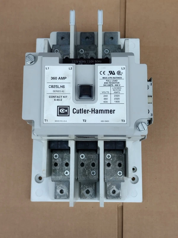 Cutler Hammer C825LN6 Contactor 360 Amp 3 Pole 110/120 Volt Coil 600V Series A2 2 C825LN6 0