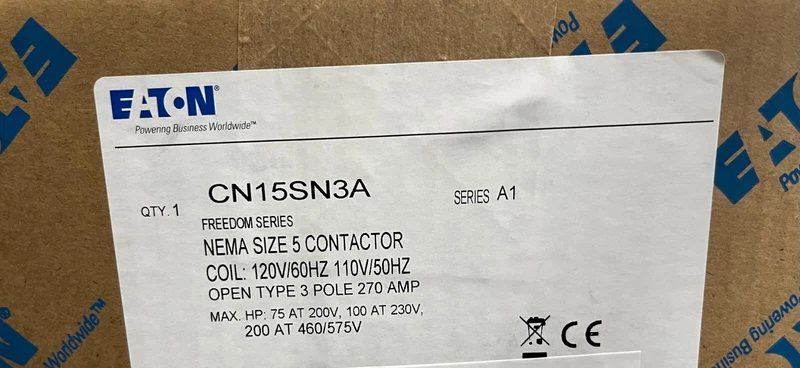 SEALED EATON CUTLER HAMMER CN15SN3A 120 VAC Size 5 CN15SN3 Contactor 270 AMP 2 CN15SN3A 0