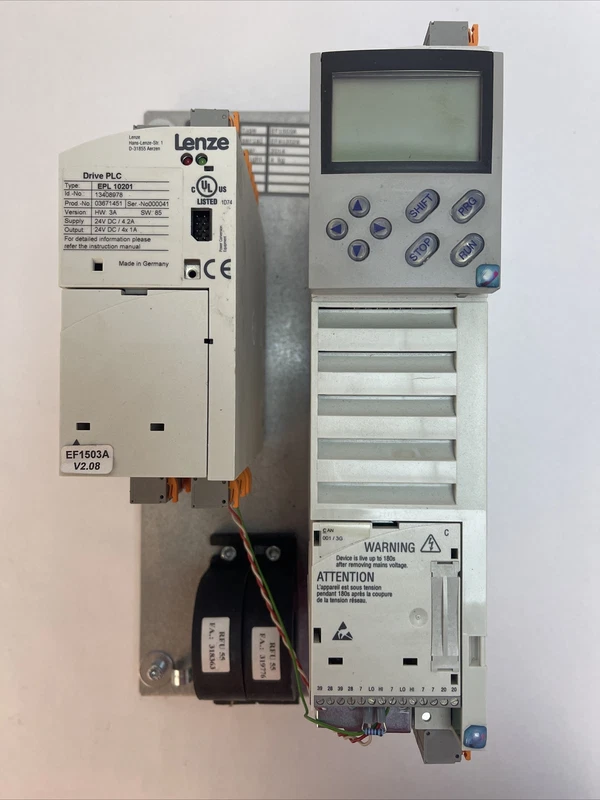 WEISS EF1503A ROTARY CONTROL SYSTEM W/ LENZE EPZ10201 APPL W/ D-31855 E82V152 4C 2 D 31855 0