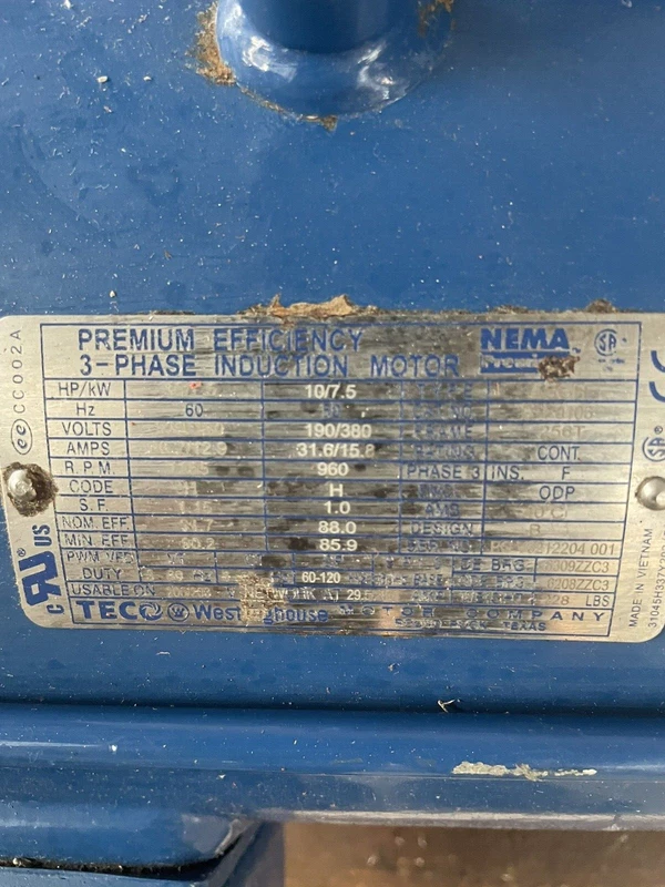 New TECO Westinghouse DTP0106 10 HP 3-PH 1200 RPM 230/460V Induction Motor 2 DTP0106 0