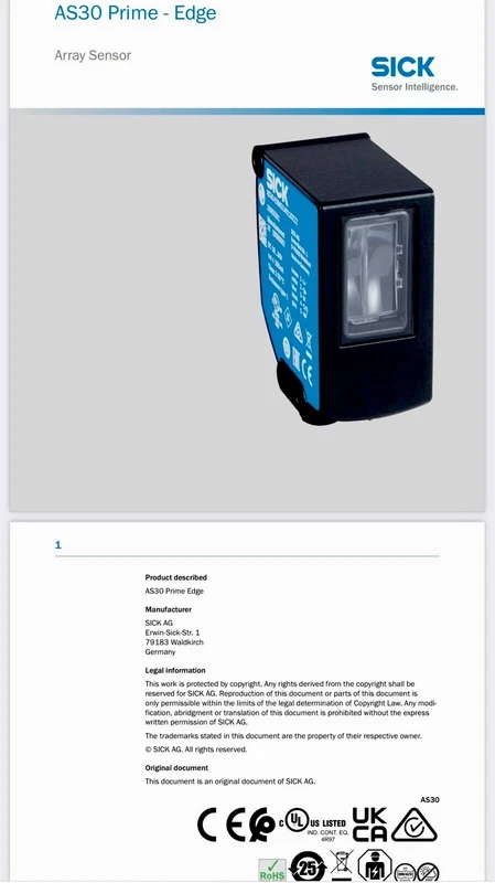 SICK AS30 Prime Edge Array Sensor EBM314/220A00