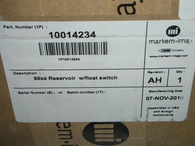 MARKEM IMAJE Dover 10014234, ENR10014234 90xx Reservoir with Float Switch NOS!! 2 ENR10014234 0