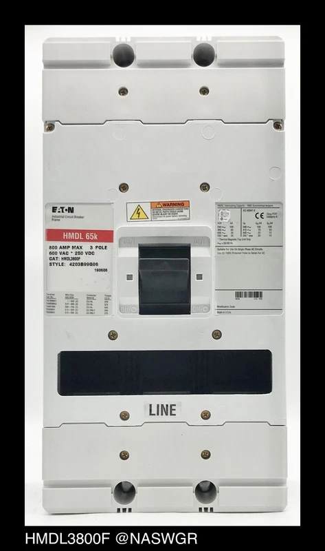Eaton HMDL3800F Molded Case Circuit Breaker ~ 800 Amp Frame- Unused Surplus 2 Frame 0