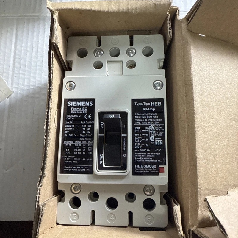 NEW Siemens HEB HEB3B060 3 Pole 60 Amp 600v Circuit Breaker 2 HEB3B060 0