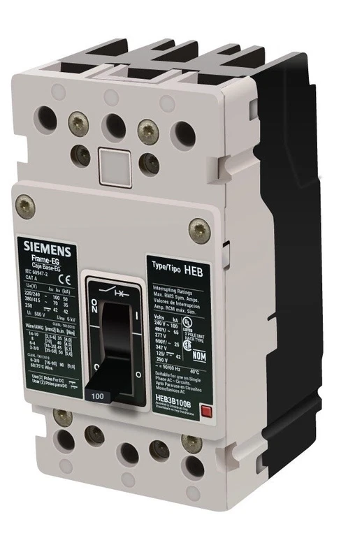 Siemens HEB3B100 3 Pole 3 Phase 100 Amp 600V Circuit Breaker 2 HEB3B100 0