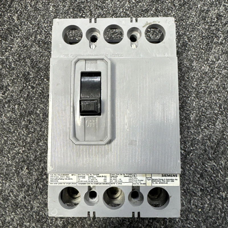 SIEMENS HQJ23B200H 3P 200 AMP 240V 100KAIC CIRCUIT BREAKER 2 HQJ23B200H 0