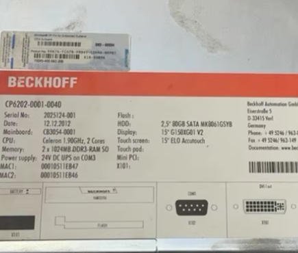 BECKHOFF touch screen CP6902-0001-0040