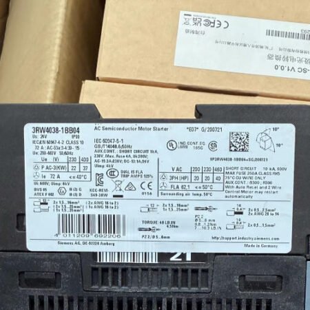 SIEMENS soft starter 3RW4038-1BB04