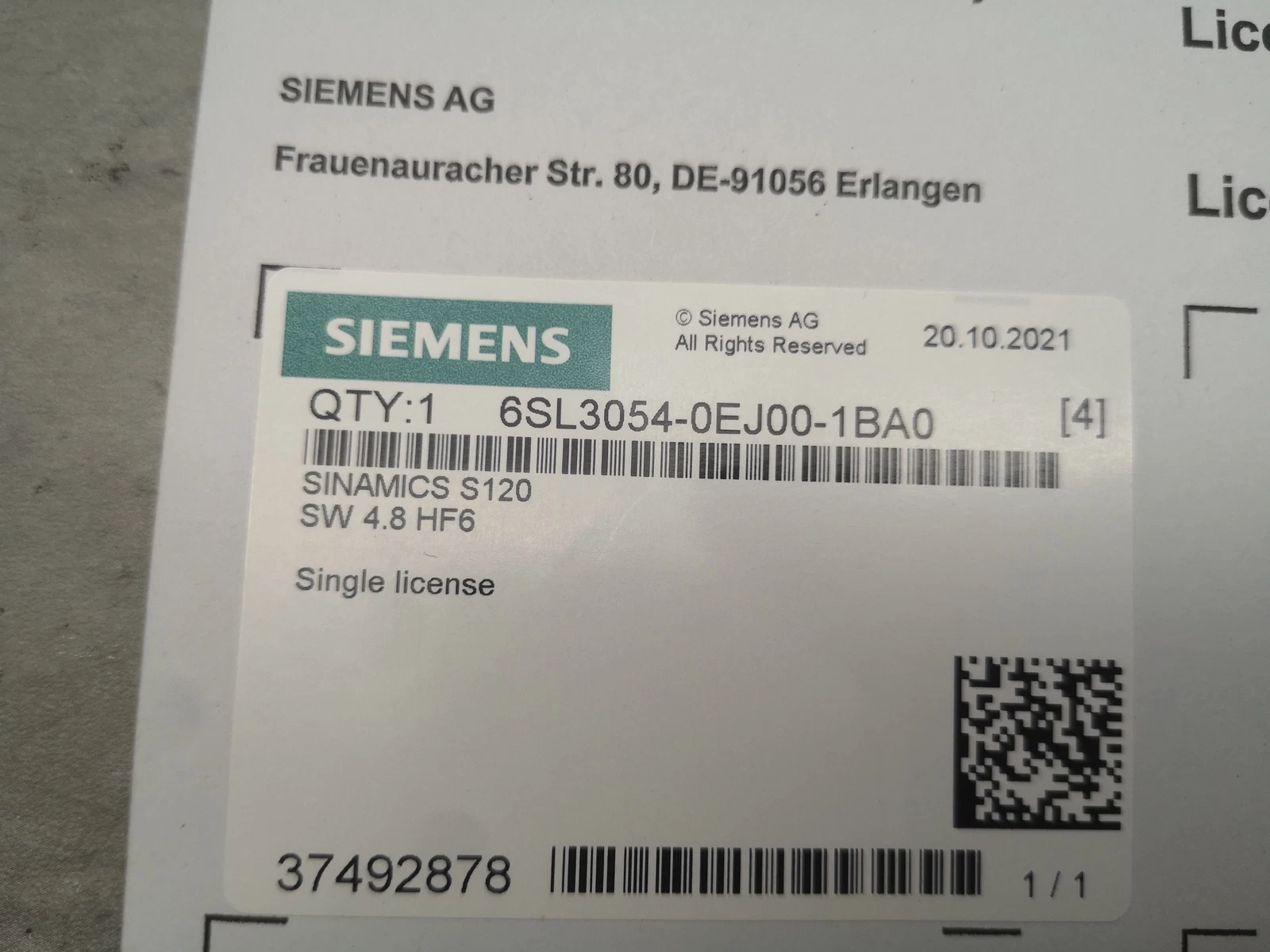 SIEMENS 6SL3054-0EJ00-1BA0 Compact Flash Card 1 SIEMENS 6SL3054-0EJ00-1BA0 Compact Flash Card