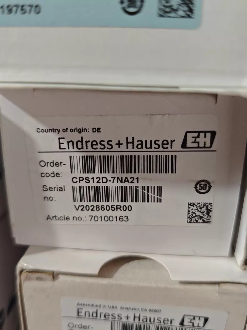 Endress+Hauser CPS12D-7NA21 pH Electrode 2 CPS12D 7NA21 1765953142712