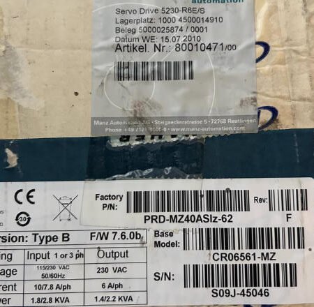 KOLLMORGEN SERVOSTAR PRD-MZ40ASIZ-62 SERVO DRIVE