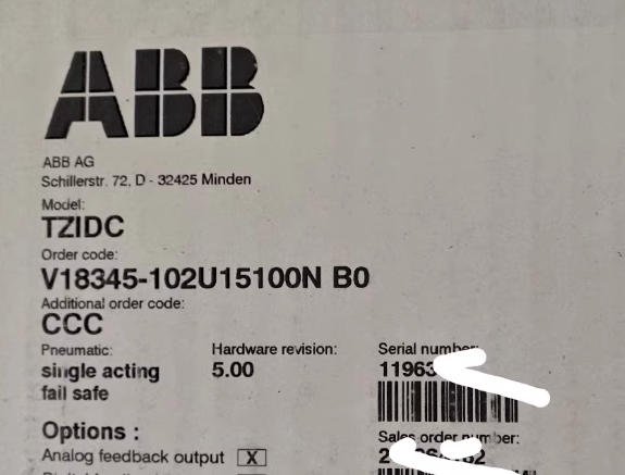 ABB TZIDC V18345-102U positioner 2 TZIDC