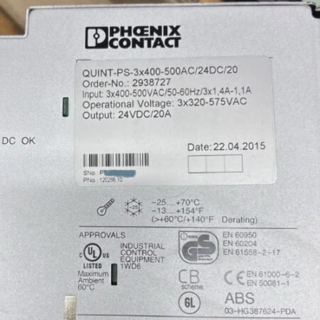 PHOENIX CONTACT QUINT-PS-3X400-500AC24DC20 power supply