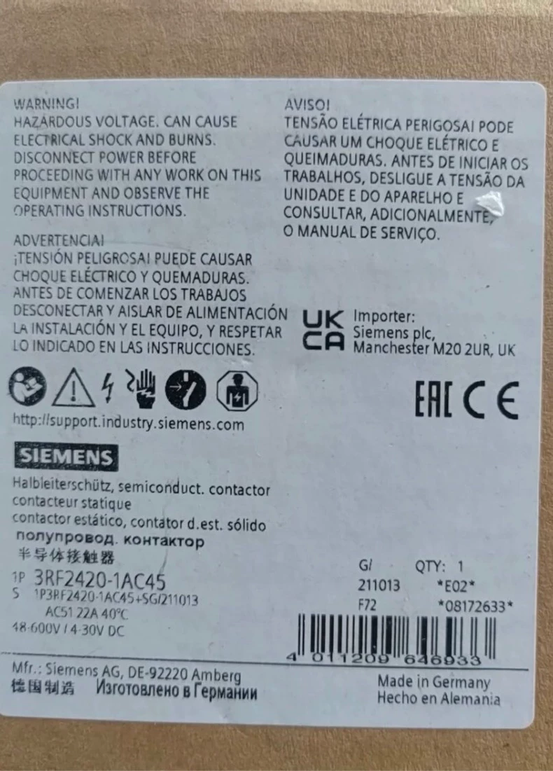 SIEMENS 3RF2420-1AC45 SOLID STATE CONTACTOR 1 SIEMENS 3RF2420-1AC45 SOLID STATE CONTACTOR