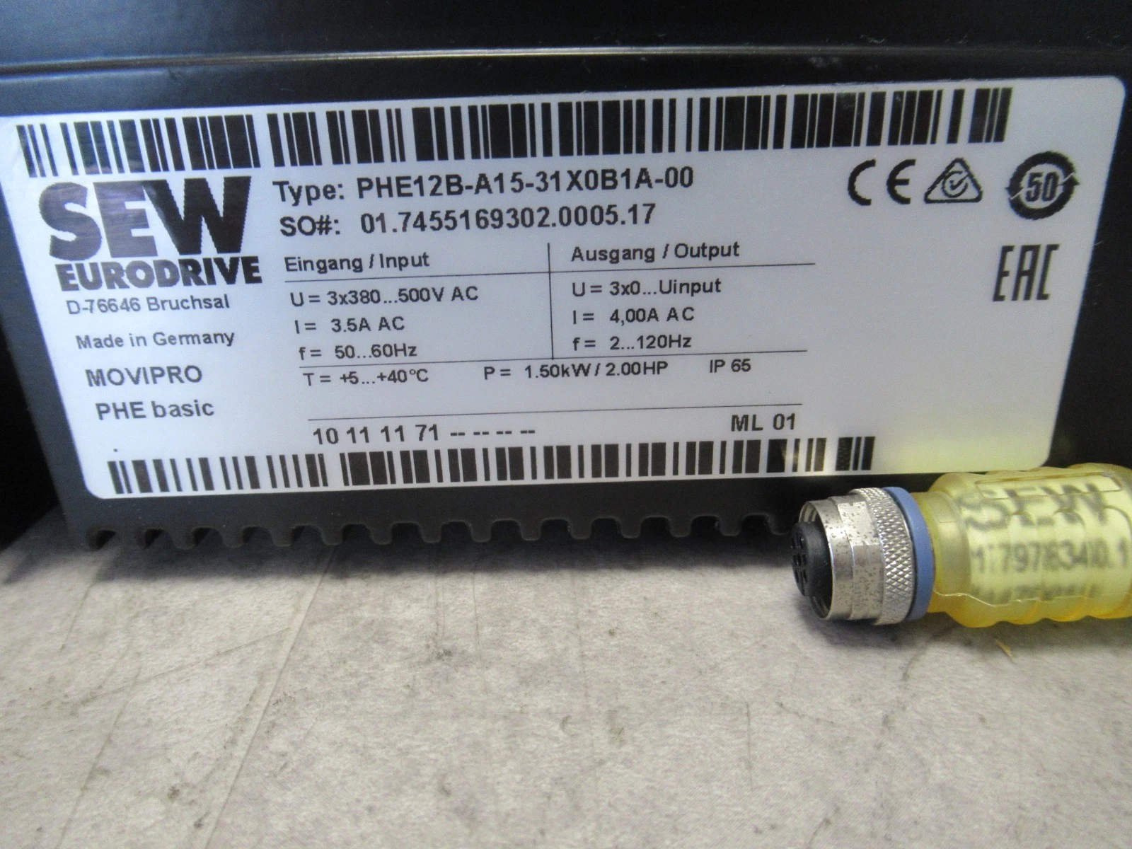 Eurodrive Inverter PHE12B-A15-31X0B1A-00 SEW Basic 1 PHE12B-A15-31X0B1A-00