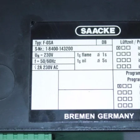 SAACKE Burner Control Unit F-OSA for Industrial Combustion Systems