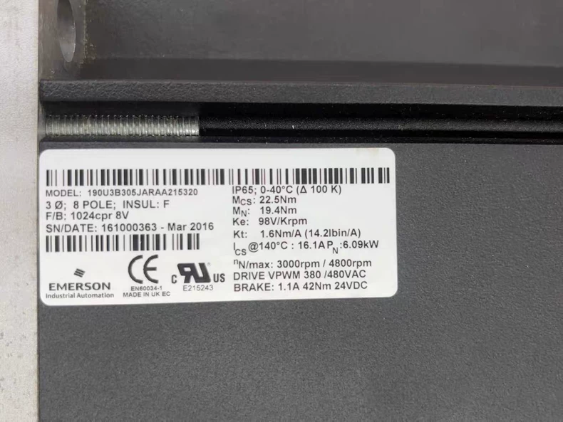 Emerson Servo Motor 190U3B305JARAA215320 - Reliable Performance 1 Emerson Servo Motor 190U3B305JARAA215320 - Reliable Performance