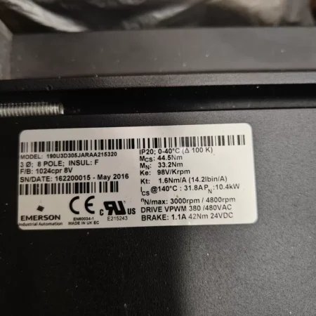 Emerson Servo Motor 190U3D305JARAA215320 High Performance