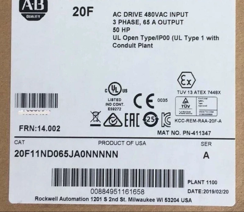 Allen-Bradley 20F11ND065JA0NNNNN AC Drive - High Efficiency