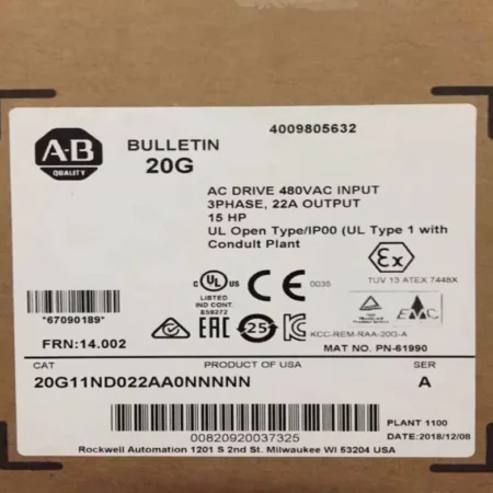 Allen-Bradley Industrial VFD 20G11ND022AA0NNNNN - Reliable Power