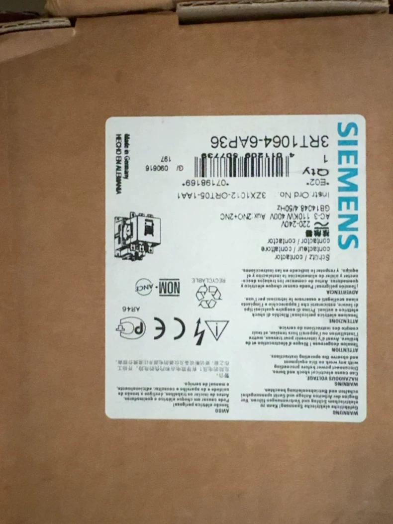 SIEMENS AC Contactor 3RT1064-6AP36 - Industrial Grade Safety 1 SIEMENS AC Contactor 3RT1064-6AP36 - Industrial Grade Safety
