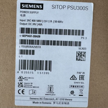 SIEMENS Power Supply 6EP1437-2BA20 Efficient Energy Module