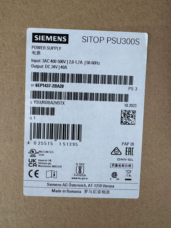 SIEMENS Power Supply 6EP1437-2BA20 Efficient Energy Module 1 SIEMENS Power Supply 6EP1437-2BA20 Efficient Energy Module