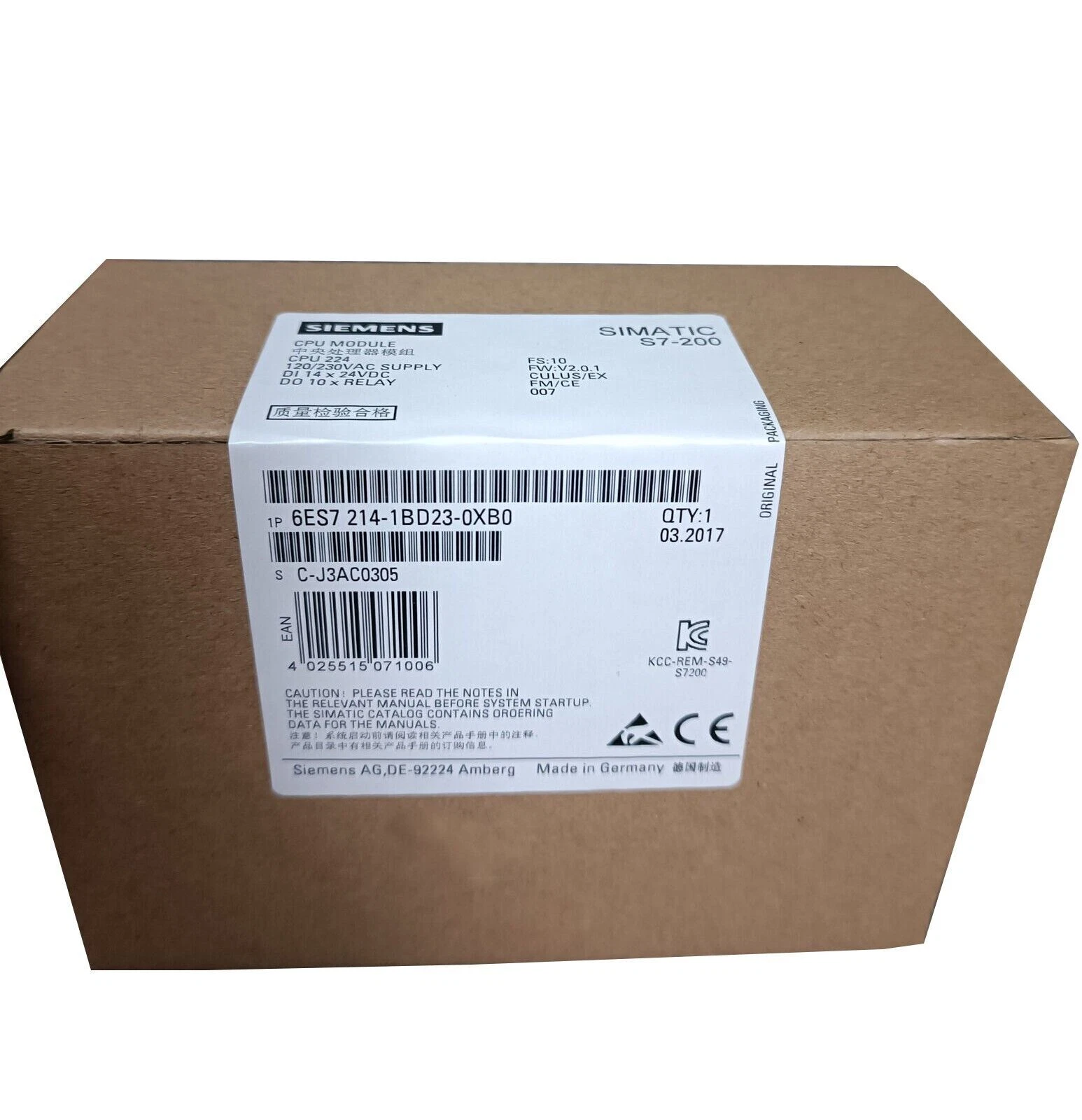 SIEMENS SIMATIC S7-200 CPU Module 6ES7214-1BD23-0XB0 1 6ES7214-1BD23-0XB0