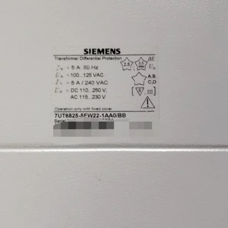 SIEMENS 7UT6825-5FW22-1AA0/BB Transformer Protection Relay