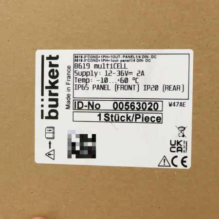 Burkert 8619-3*COND+1PH+1OUT Flow Meter Panel 1/4 DIN DC