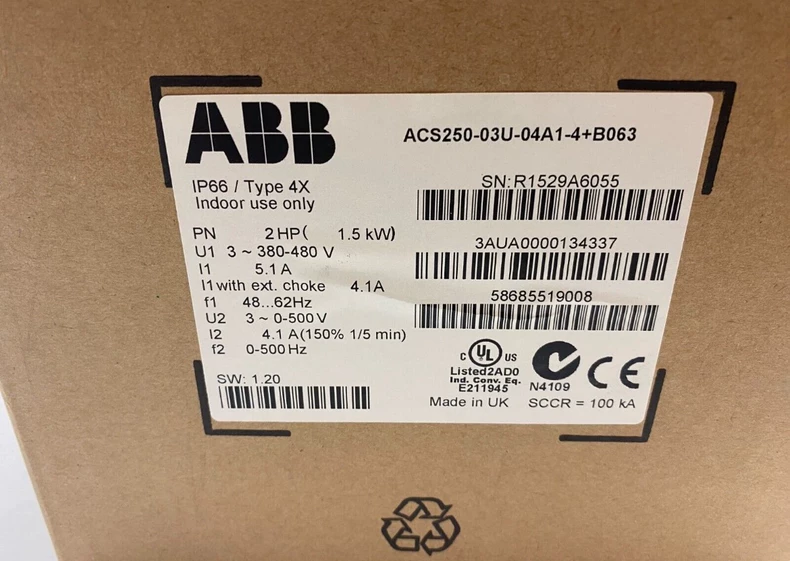 ABB ACS250-03U-04A1-4+B063 - Smooth Variable Frequency