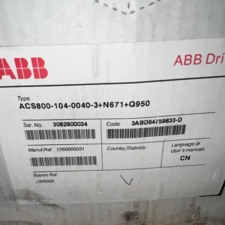 ABB Regenerative Drive ACS800-104-0040-3+N671+Q950 High Efficiency