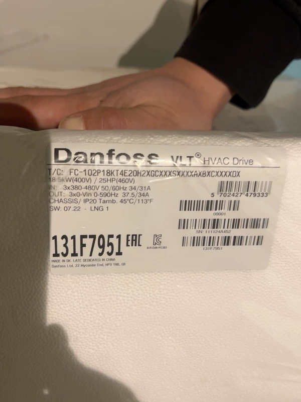 DANFOSS Variable Frequency Drive FC102P18KT4E20H2XGCXXXSXXXXAXBXCXXXDX
