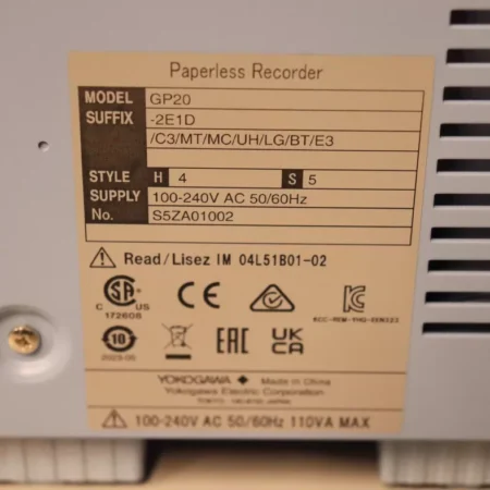 Yokogawa Paperless Recorder GP20-2E - Efficient Data Capture