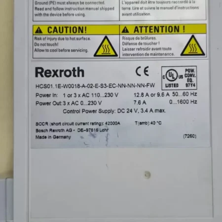 Rexroth Drive HCS01.1E-W0018-A-02-E-S3-EC-NN-NN-FW Advanced Drive System