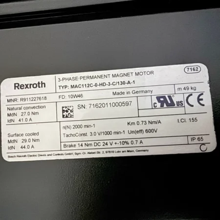REXROTH MAC112C-0-HD-3-C/130-A-1 - High-Performance Servo Motor
