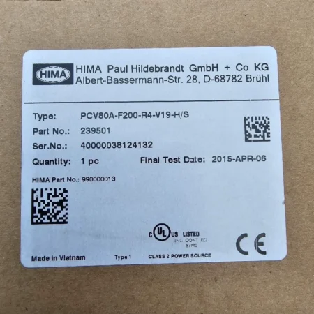 HIMA PCV80A-F200-R4-V19-H/S - Reliable Optical Sensor
