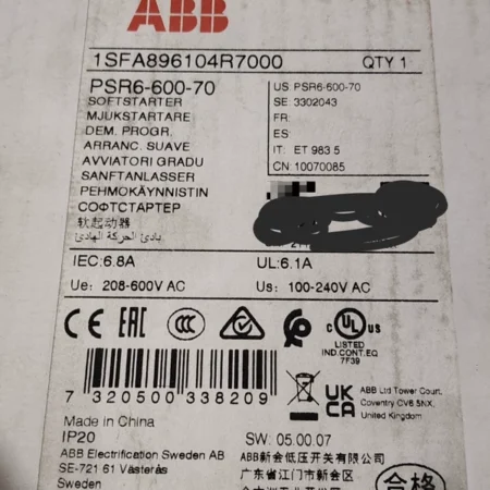 ABB Soft Starter PSR6-600-70 1SFA896104R7000 Efficient Motor Start