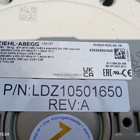 ZIEHL-ABEGG Motor Fan RH63M-6DK.6N.1R Industrial Grade
