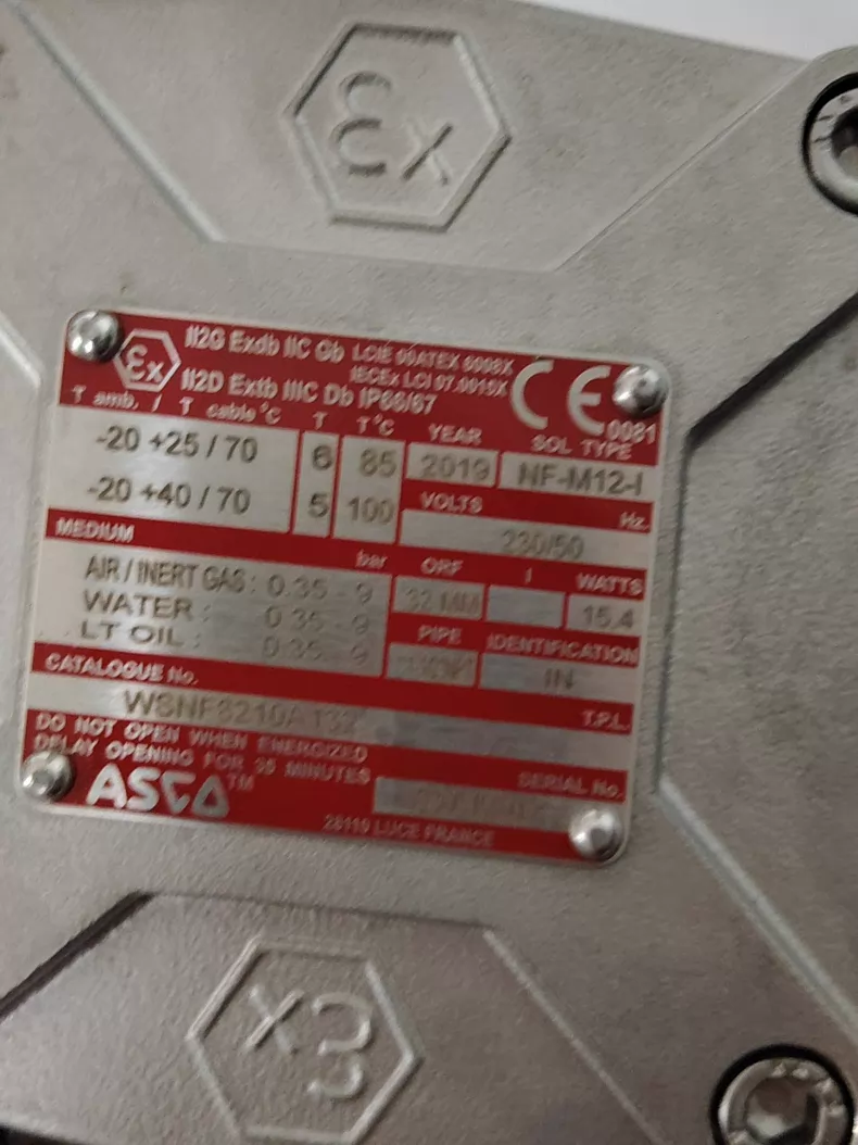 ASCO Solenoid Valve WSNF8210A-132 Reliable Fluid Control 1 ASCO Solenoid Valve WSNF8210A-132 Reliable Fluid Control