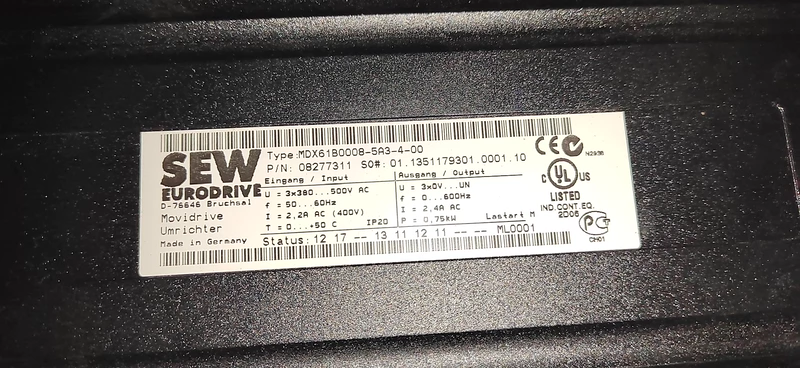 SEW Frequency Converter MDX61B0008-5A3-4-00 - Industrial Drive