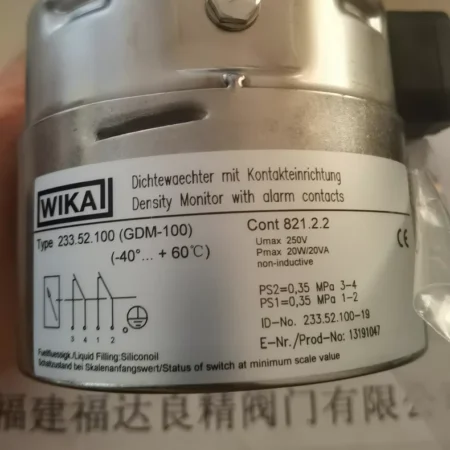 SF6 Density Monitoring Relay WIKA 233.52.100（GDM-100）821.2.2 for Electrical Systems