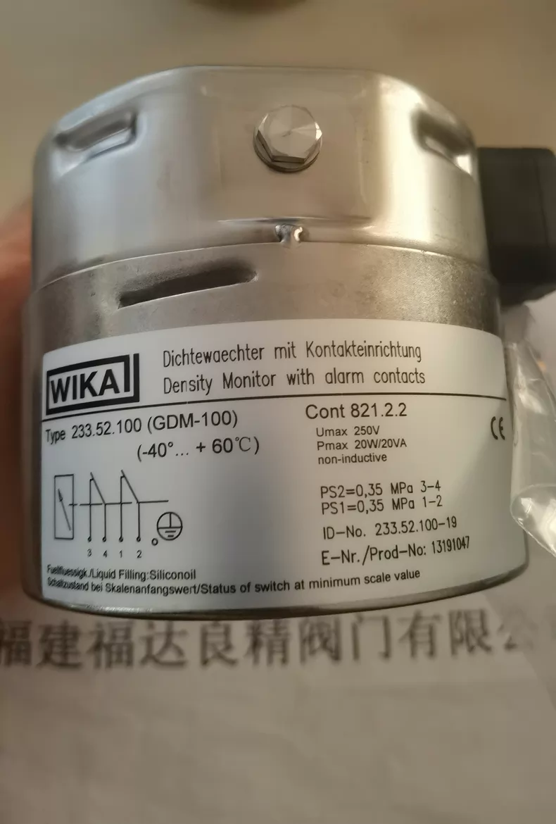 SF6 Density Monitoring Relay WIKA 233.52.100(GDM-100)821.2.2 for Electrical Systems 1 SF6 Density Monitoring Relay WIKA 233.52.100(GDM-100)821.2.2 for Electrical Systems