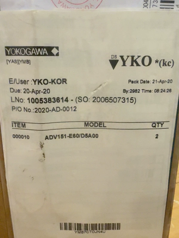 YOKOGAWA Distributed Control Module: ADV151-E60/D5A00 for Efficiency 1 YOKOGAWA Distributed Control Module: ADV151-E60/D5A00 for Efficiency